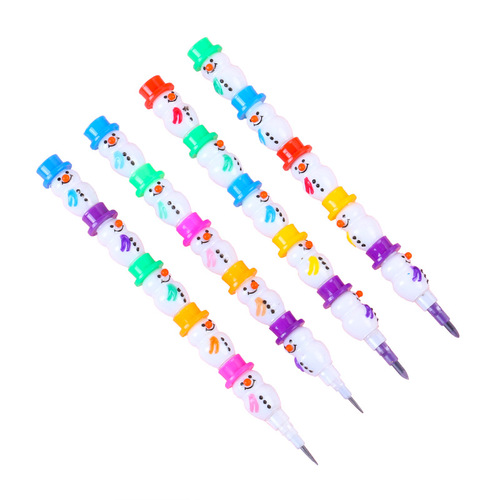 Korea's new creative snowman 5-section crayons, pencils, no-sharpening, removable, cartoon student school supplies