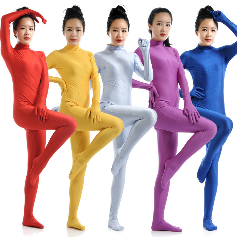 Lycra Bodysuit Pure Color Full Body Bodysuit Headedzentai Stage Performance Clothing Performance Clothing