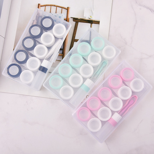 Macaron five-pack contact lens box, contact lens storage box, PP box set, display box with clip, tweezers bottle