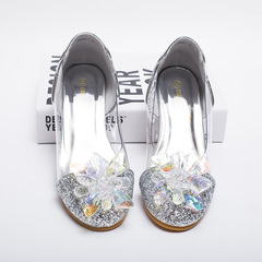 Cinderella Crystal Shoes, Diamond Girl's Shoes, Small Heel Girl's Piano Princess Shoes, Crystal Girl Shoes