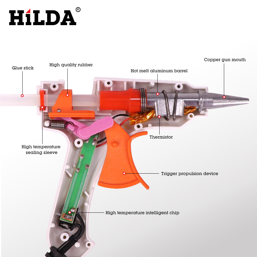 Hilda pistola de pegamento con interruptor 20W pistola de pegamento de fusión en caliente Mini pistola de pegamento pequeña joyería de bricolaje