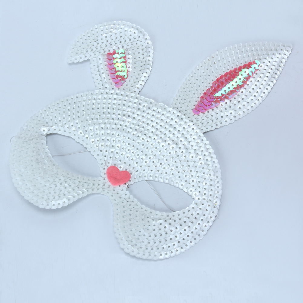 Máscara de Pascua, disfraz de Mardi Gras, fiesta de graduación, máscara de conejo con lentejuelas, accesorios de cosplay con orejas de conejo, hechos a mano