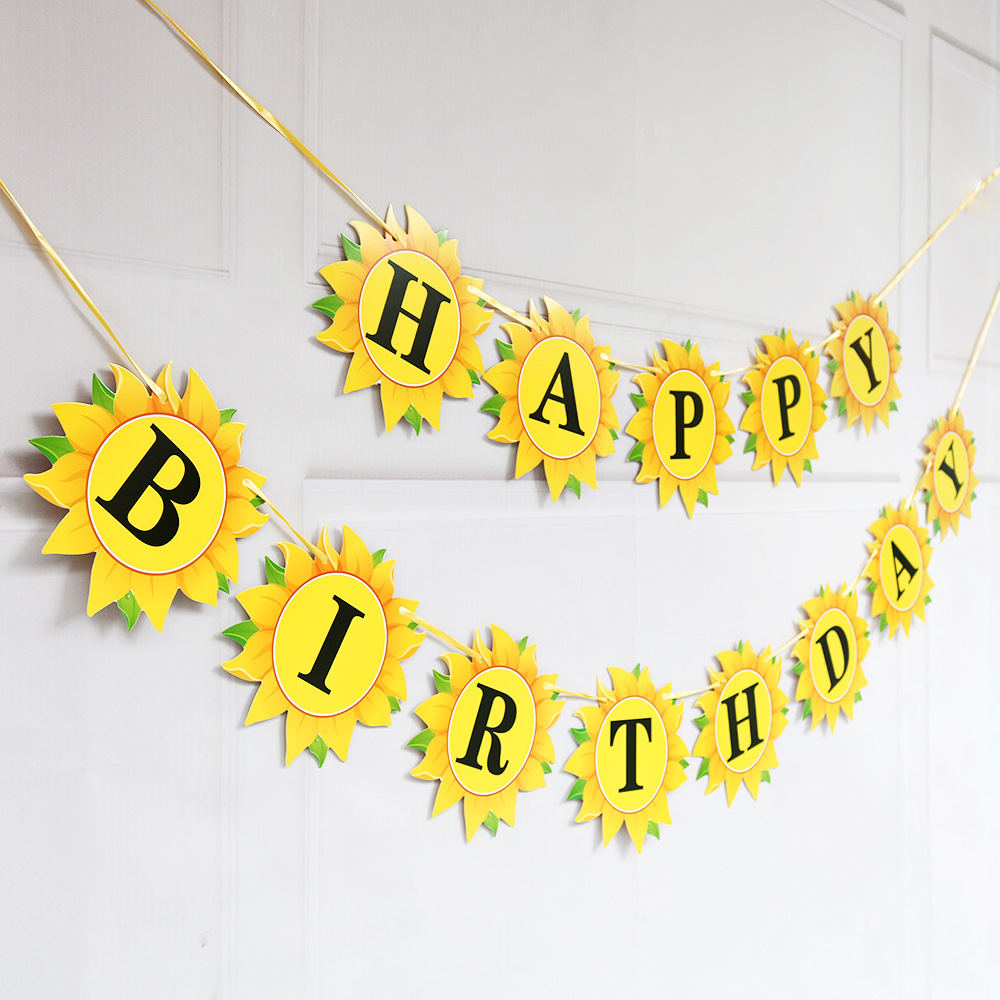 Sunflower Sunflower Bunting Party Birthday Bunting Banner Triangle Flag Decoration Holiday Flag