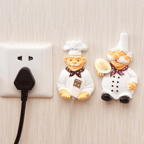 Cartoon socket power cord storage rack hook creative strong sticky hook plug sticky bracket chef hook
