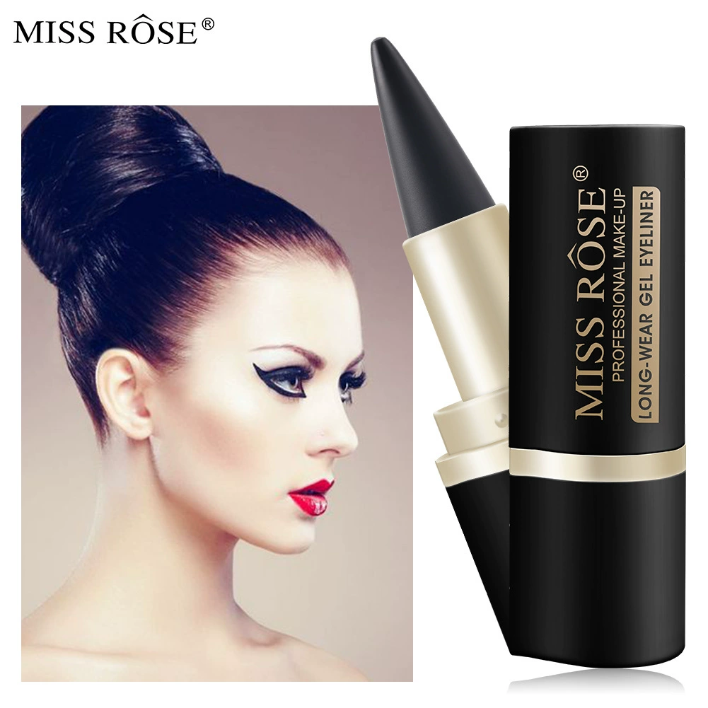 Карандаш-лайнер Miss Rose крем-гель, матовый водостойчивый одноцветный, стойкий черный, 0.02 кг