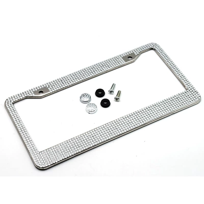 Amazon Stainless Steel License Plate Frame with Drill License Plate Frame US Gauge Diamond-encrusted License Plate Frame Refitting Auto Supplies License Plate Holders (License plate holder/license plate holder) - white