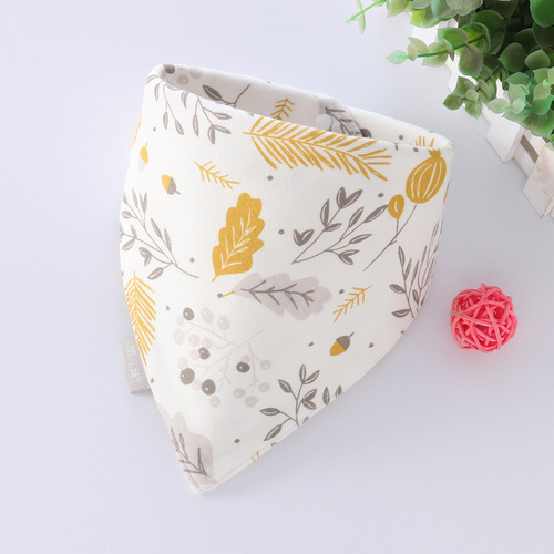 New double-layer cotton triangle towel baby double-button adjustable saliva towel baby bib bib eating pocket
