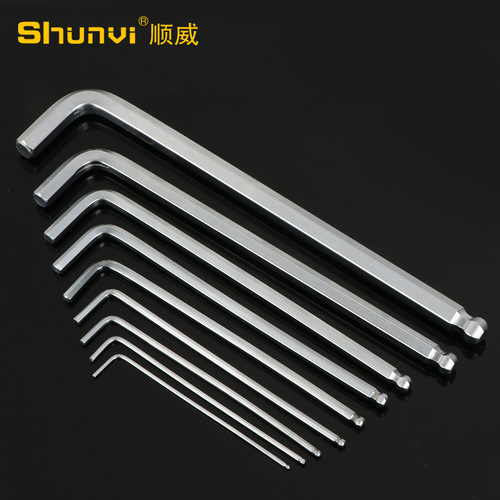 Shunwei Hardware Tools L-shaped ball head hexagonal wrench medium length extension 9-piece hexagonal wrench set