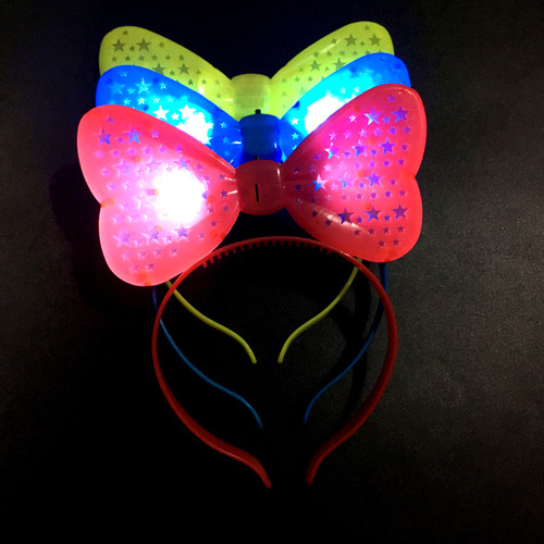 Night market children's luminous toys glitter headdress garland cat ears rabbit ears headband floor push scan code small gifts