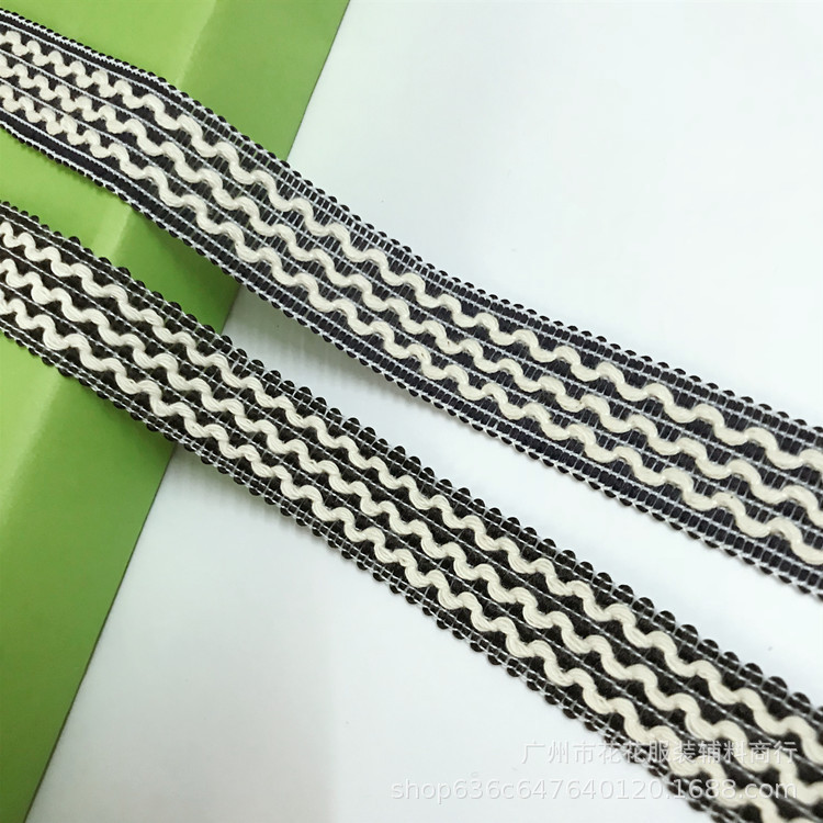 裤子辅料花边2CM服装辅料领口装饰波浪花边条码织带涤纶棉线花边