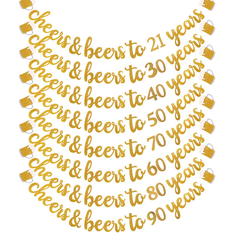 Fiesta de cumpleaños Cheers & Beeis a 0123456789 años papel tire bandera brillo tire flor