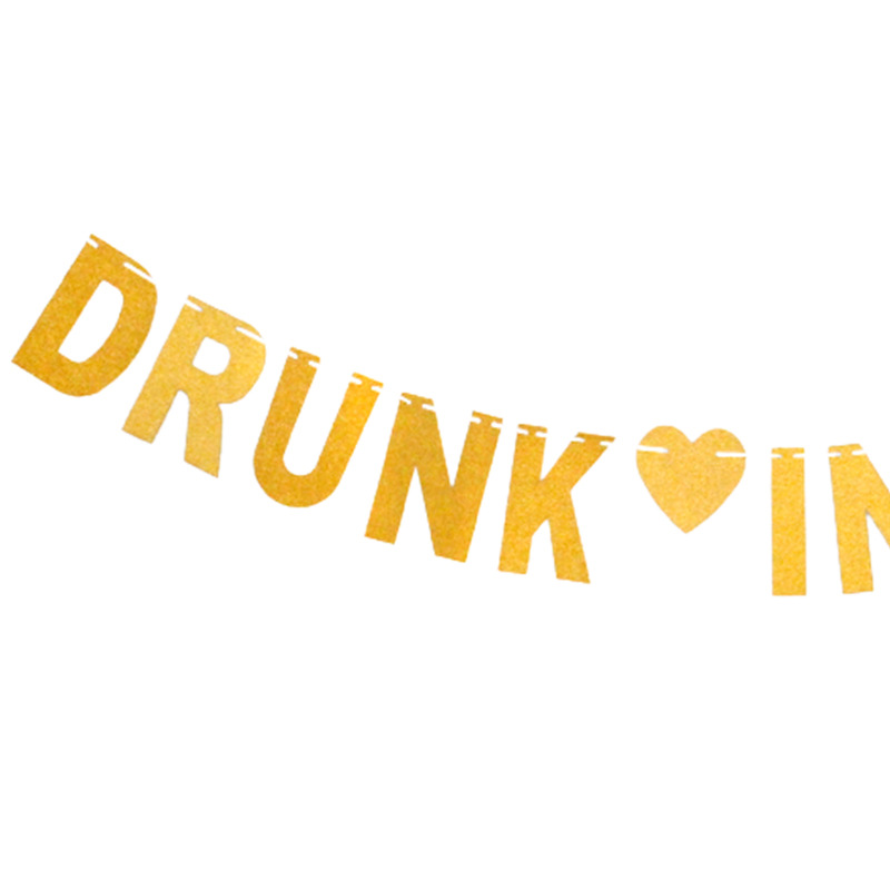 Cruz-Frontera de boda tira tirar bandera borracho en amor brillo oro letra etiqueta tirar flor fábrica suministro directo