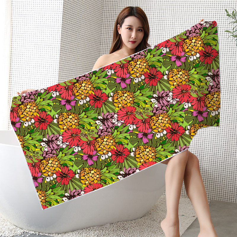 Toalla de baño de estilo europeo y americano falda de baño tendencia de frutas natación estera de playa toalla adulto de terciopelo de doble cara Toalla de playa ventas directas de fábrica