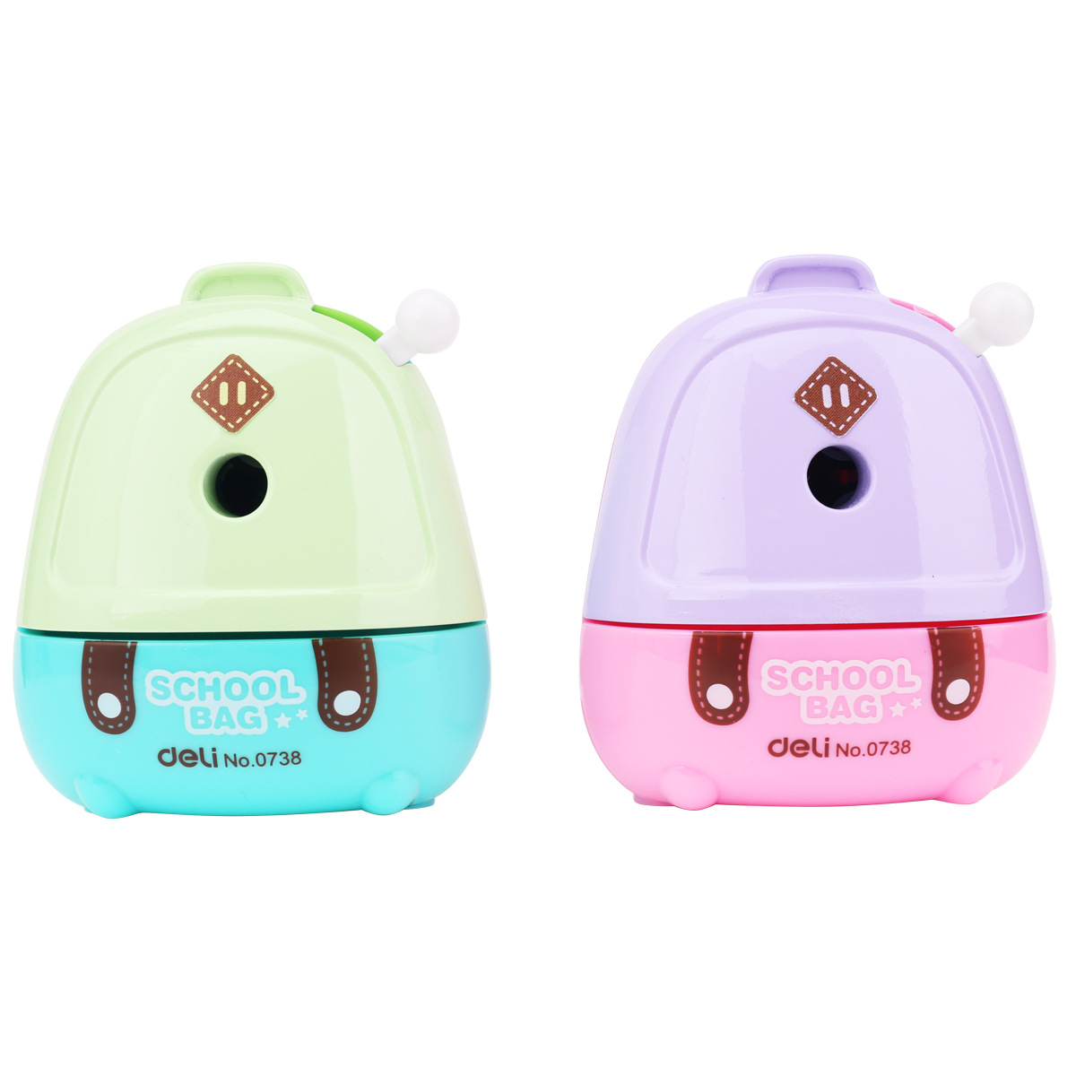 Deli 0738 mochila sacapuntas Sacapuntas de lápiz de manivela sacapuntas para estudiantes
