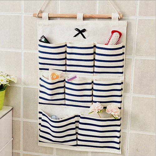 Bowler Korean style cotton and linen large simple door storage hanging bag home kitchen wall multi-functional hanging bag wholesale
