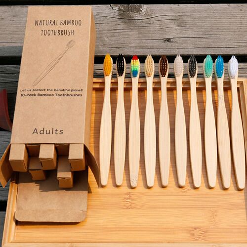 Toothbrush Adult Bamboo Toothbrush Bamboo Toothbrush Bamboo Charcoal Soft Bristle Toothbrush Wholesale 10 Pack Independently Packaged Daily Necessities