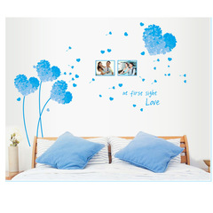 廠家批發AY7176牆貼溫馨心型花電視背景牆壁臥室浪漫可移除貼紙