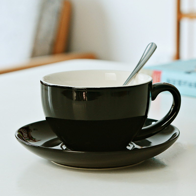 Tazas de café originales, tazas de cerámica, tazas de moda, tazas de agua con cucharas, platos de café al por mayor