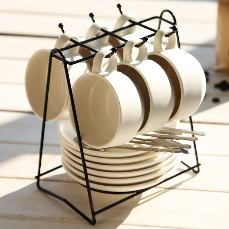 Taza de cerámica creativa taza de agua taza de moda taza de café conjunto conjunto conjunto completo con estante cuchara impresión LOGO