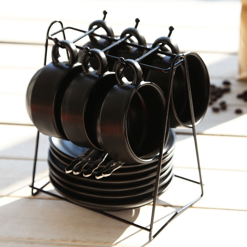 Taza de cerámica creativa taza de agua taza de moda taza de café conjunto conjunto conjunto completo con estante cuchara impresión LOGO