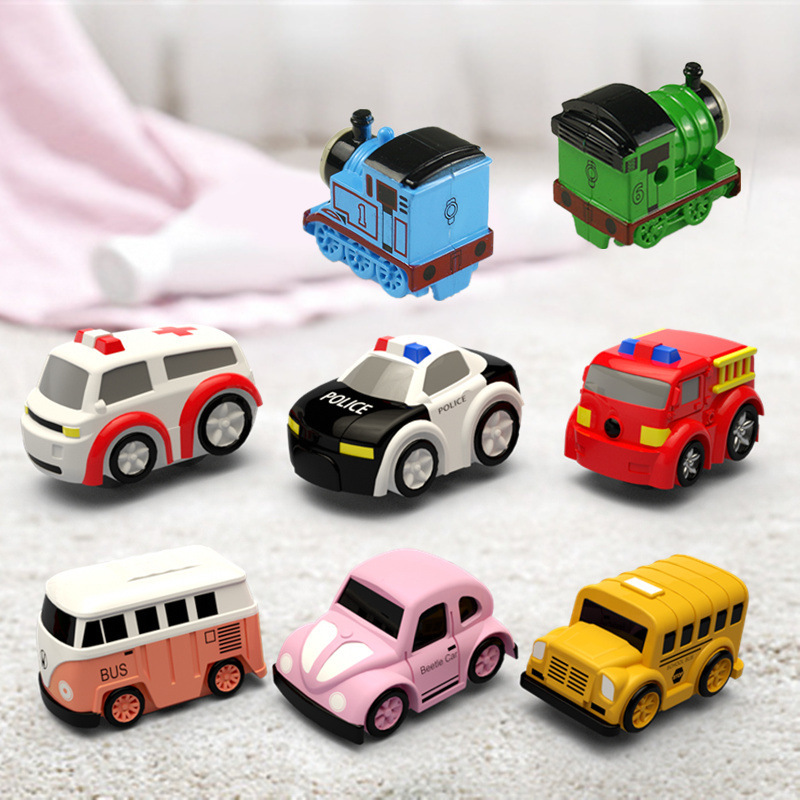 Car Breaking Through Great Adventure Track Accessories Sliding Car Locomotive School Bus Fire Fighting Car Toy Accessories