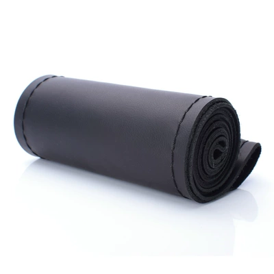 generation of hair, Steering wheel cover - black-leather-non-porous-black-line-38cm