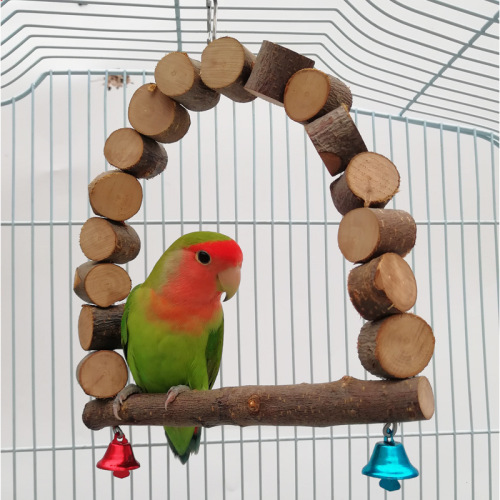 Factory goods pass Amazon parrot bell swing bird toy parrot nibbling supplies apple wood wooden parrot stand