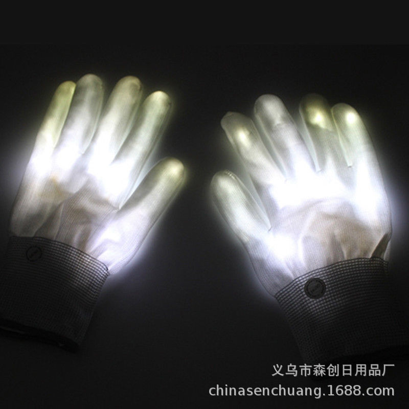 Guantes luminosos LED transfronterizos Guantes luminosos coloridos etapa dedo mágico rendimiento flash guantes accesorios de rendimiento