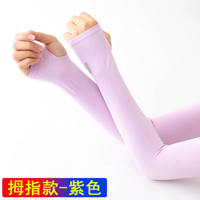 Silk sun‑protection arm sleeves, UPF 50+, thumb or straight style, multiple colors