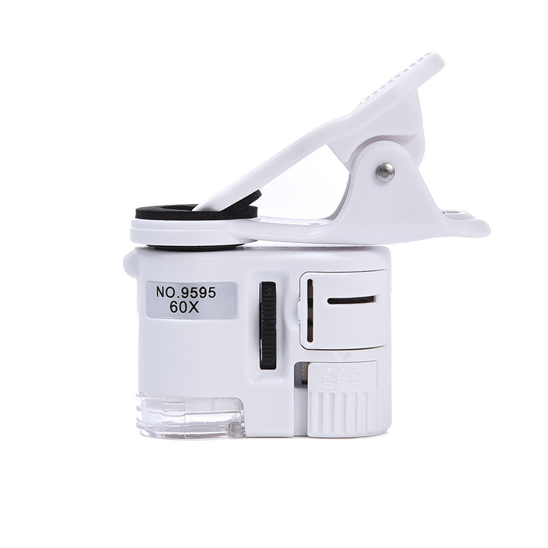 9595W白色手持LED灯60倍放大镜迷你便携万能手机拍照验钞显微镜