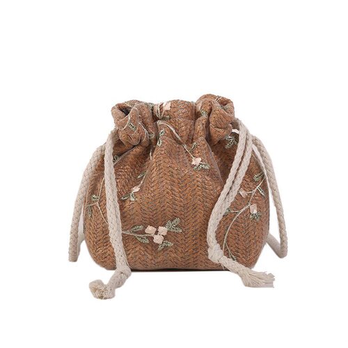 Summer small bag 2024 new trendy shoulder crossbody bag for girls Internet celebrity mini straw woven bucket bag