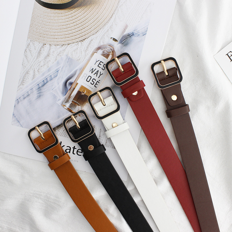 Ladies fashion Joker paint square Japanese buckle jeans with student decorative belt bf wind a generation of hair