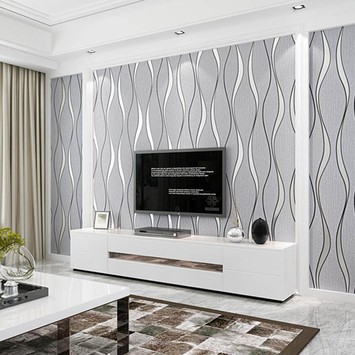 Modern simple 3D three-dimensional water ripple non-woven wallpaper curved buckskin TV background wall wallpaper