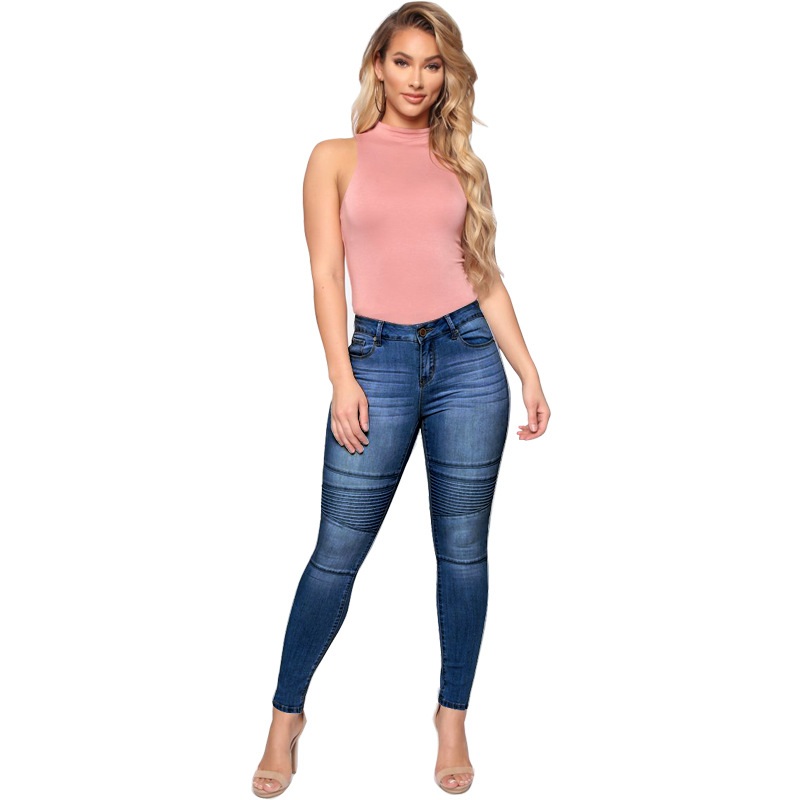 2023 Otoño e Invierno americano Amazon en stock europeo y americano Comercio exterior Pantalones de mezclilla elásticos de mujer