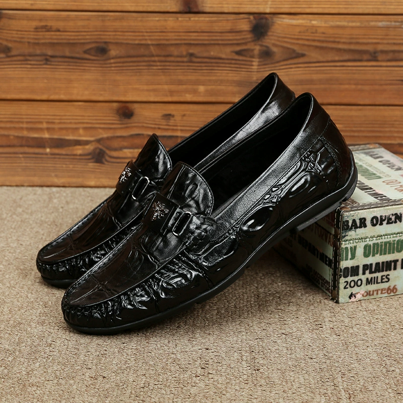 Новая простая повседневная обувь из воловьей кожи, мужская обувь, износостойкая Нескользящая Однослойная обувь с тиснением из воловьей кожи для мужчин на четыре сезона