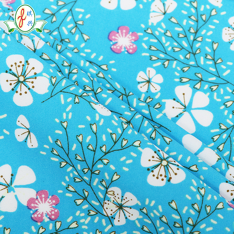 厂供数码酸性直喷印花植物花朵锦氨哑光冰丝弹力针织民族风泳衣布