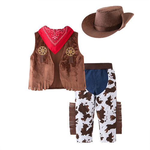 Western Cowboy Children's Festival Costume Set Boy Baby Character Costume Stage Costume Performance Suit Vest Pants Set