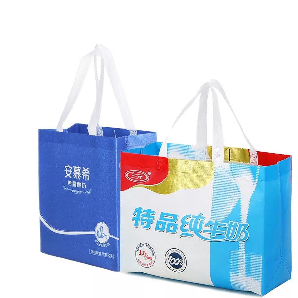 牛奶手提袋无纺布覆膜可印刷彩色logo日用品跨境热销