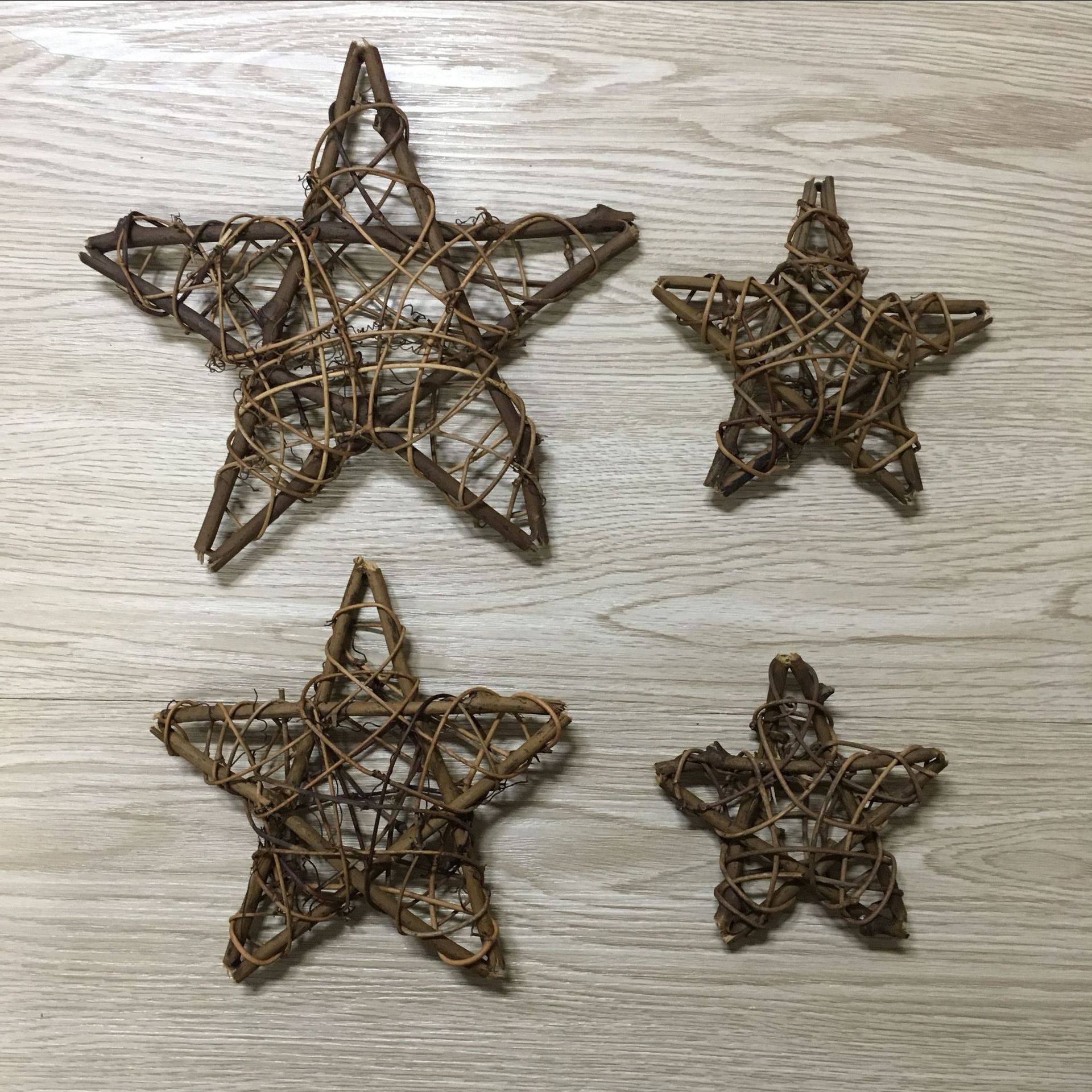 土伏藤编五角星 环境布置装饰品 圣诞节庆橱窗布景装饰