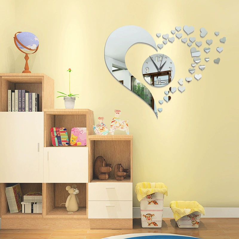 3D любовь DIY сочетание Творческий дом Акриловые зеркальные часы завод прямой настраиваемый питания ZB0023