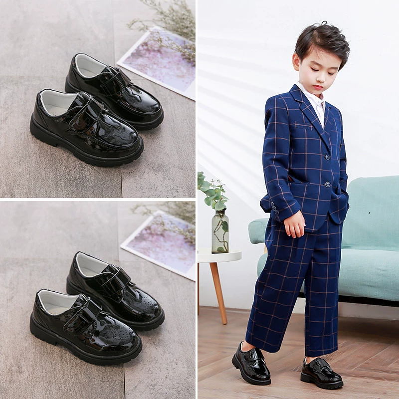 2021 весна-осень, Новая повседневная черная мужская кожаная обувь на шнуровке, дышащая детская обувь с полыми штанинами в британском Корейском стиле