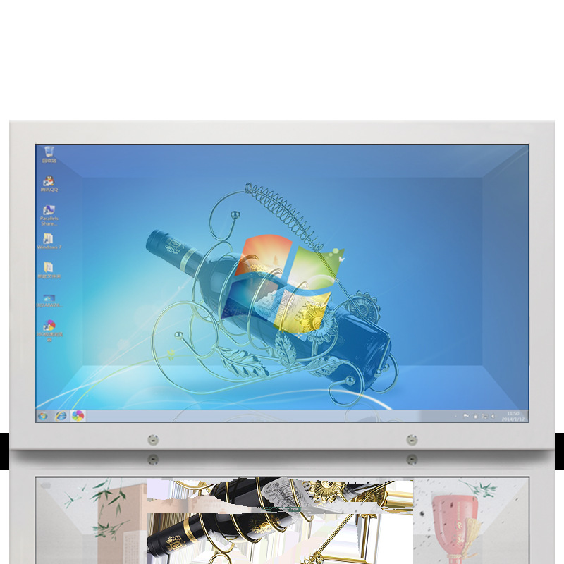 现货橱窗展柜透明液晶触摸互动珠宝手办化妆品展示柜透明屏创意