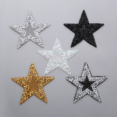 New Miao Shun Cross-border Hollow Five-Pointed Star Resin Backed Embroidered Diamond Patch for Clothing and Bags Wholesale