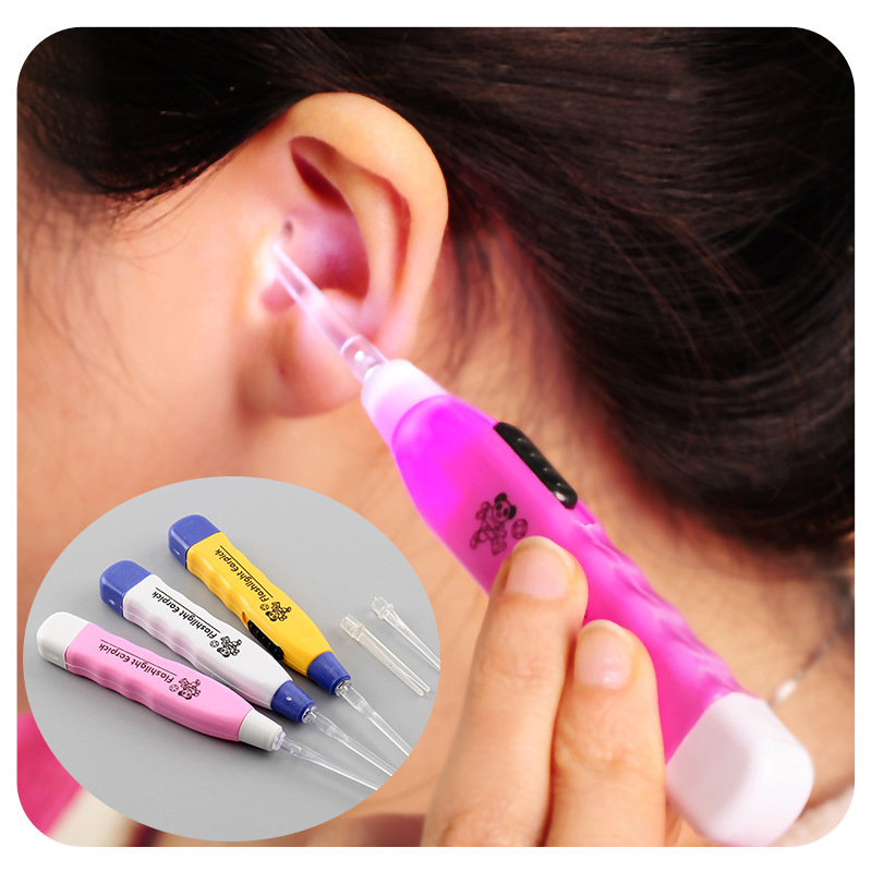 Nueva cuchara de oreja luminosa Venta caliente seguridad luminosa transparente oído recoger niños antideslizante oído limpiador suministro al por mayor