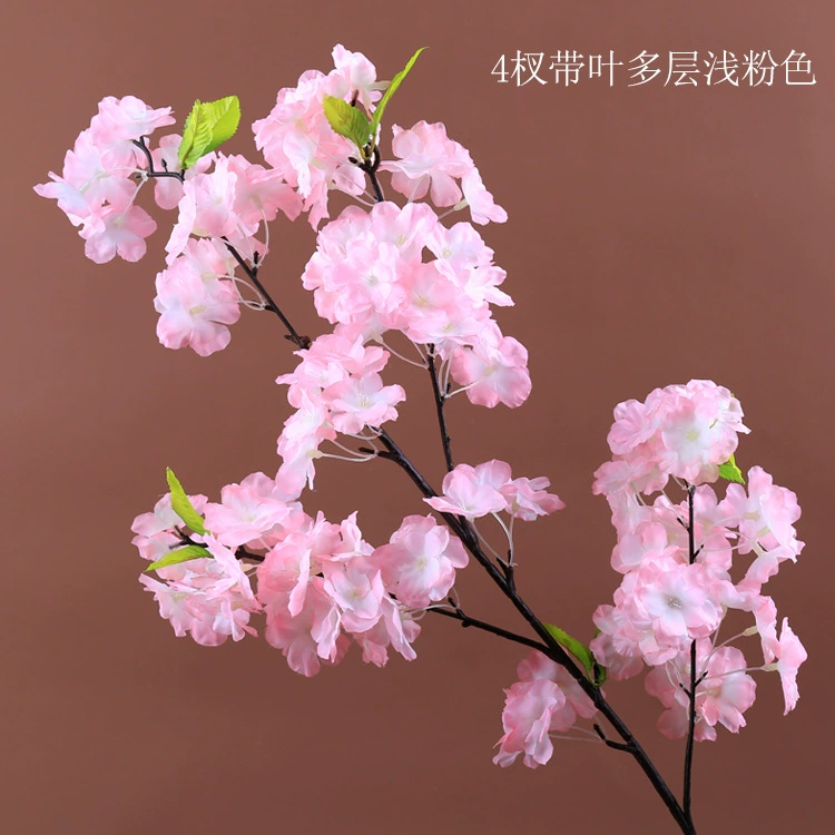Artificial cherry blossom branches, 3–4 branches, multi‑layer realistic blossoms, wedding and event decor