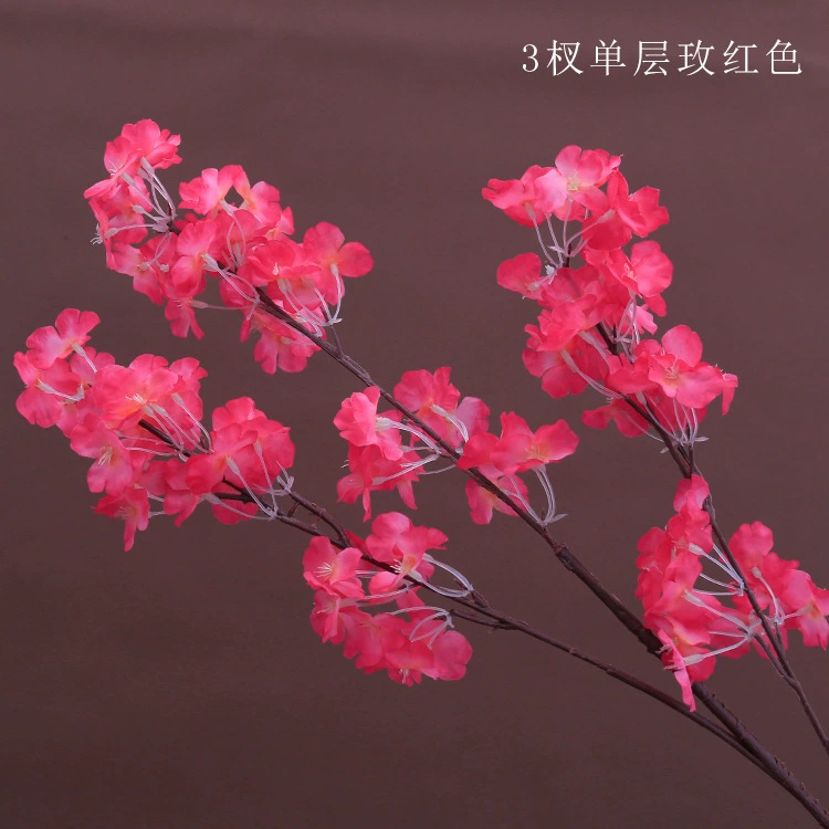 Artificial cherry blossom branches, 3–4 branches, multi‑layer realistic blossoms, wedding and event decor