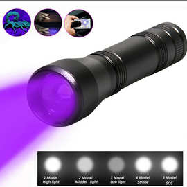 led紫外线手电筒光炬可放大 UV Flashlight 变焦紫光手电筒黑光灯