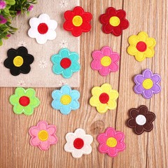 Embroidered patch with cartoon baby design, computerized stitching, multi-color small sunflower clothing decoration patch