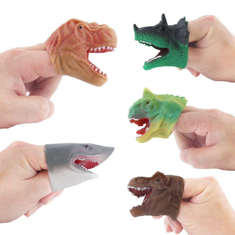 Simulación creativa de silicona mini animal dinosaurio dedo conjunto de educación temprana para niños escena de jardín de infantes juguete interactivo de marionetas de mano