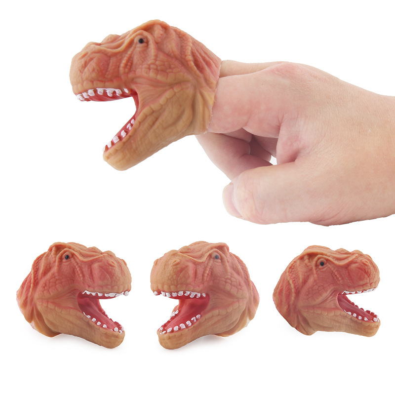 Simulación creativa de silicona mini animal dinosaurio dedo conjunto de educación temprana para niños escena de jardín de infantes juguete interactivo de marionetas de mano